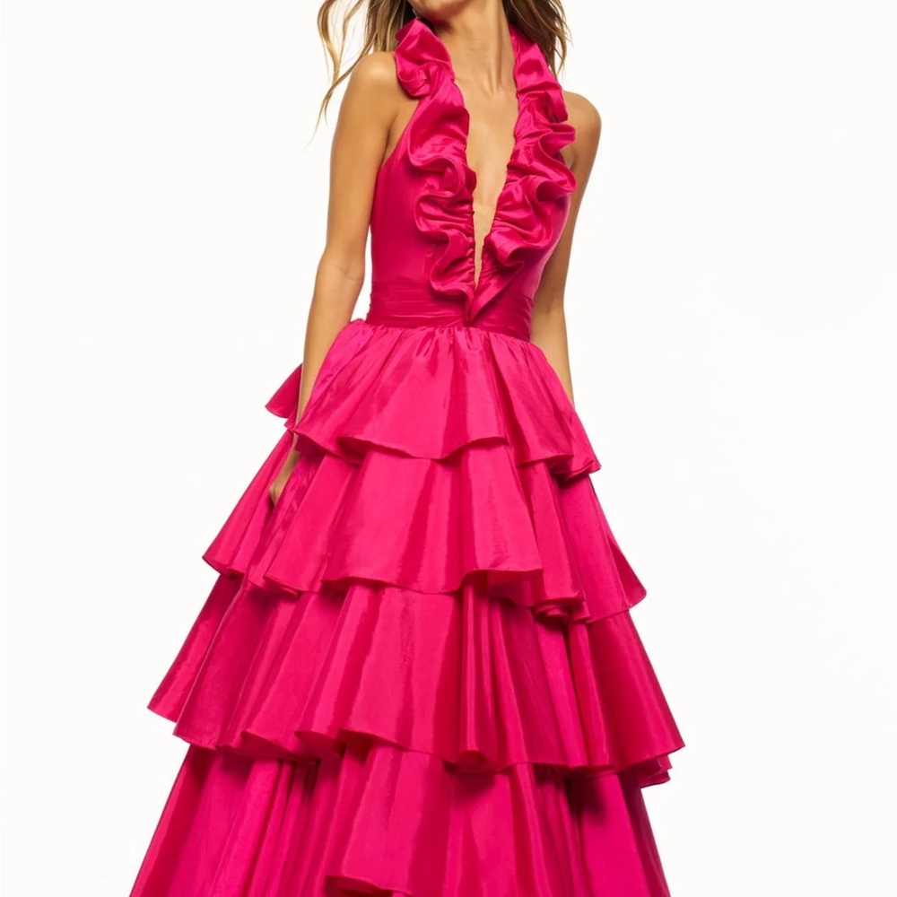 Sherri Hill Vibrant Pink Layered Prom Dress